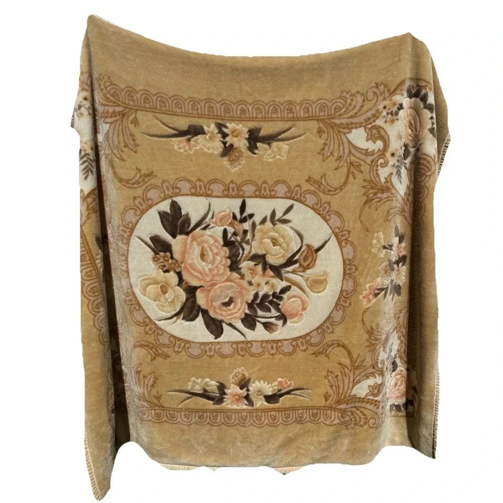 Mink Blanket Spain Plush Heavyweight Clipper Ship Floral Double Sided Polar Bear